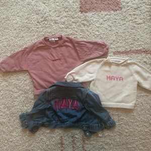 Monogrammed “Maya” baby girl bundle